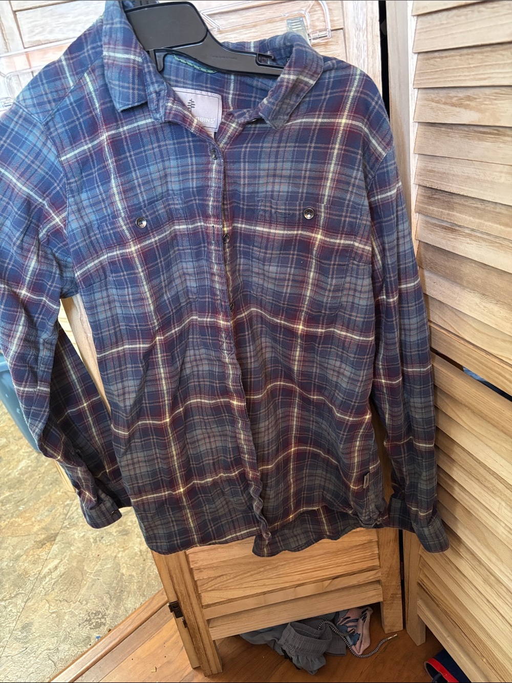 Royal Robbins Navy and Burgundy Plaid Flannel Shirt Medium